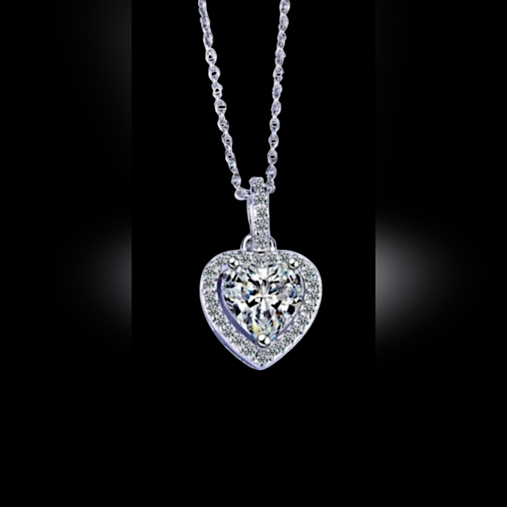 925 Fine Italian Sterling Silver Elevated Heart Pendant Necklace 18"